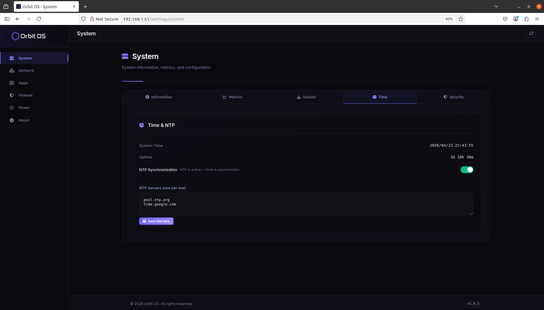 Settings — System Time
