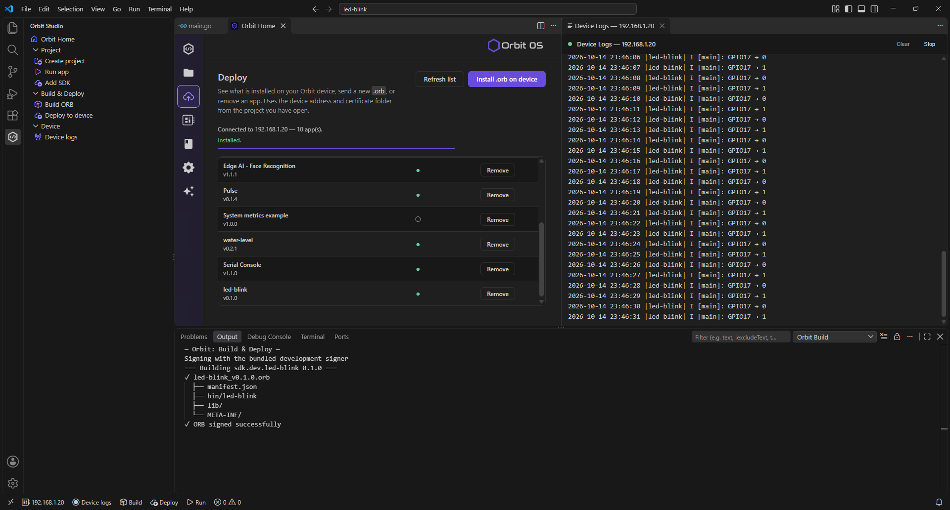 Orbit Studio — Deploy to device