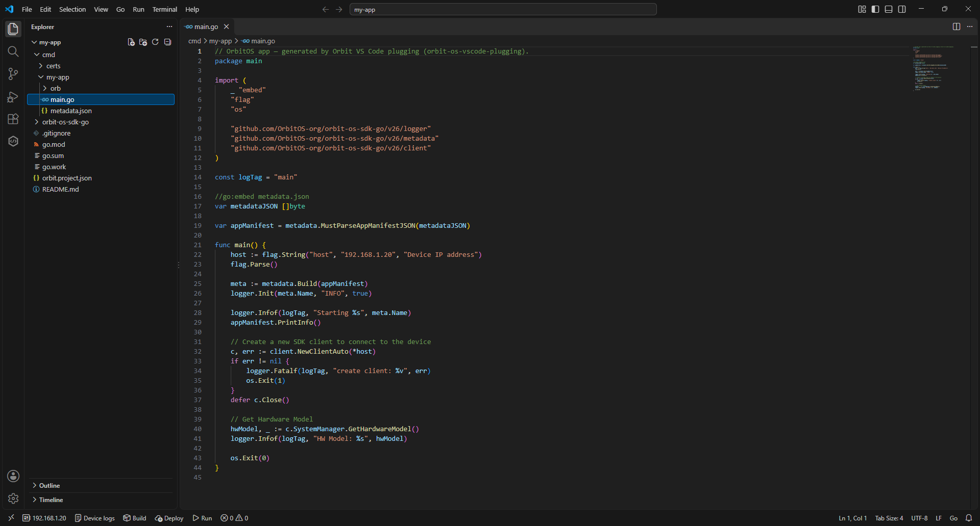Orbit Studio — Project created in VS Code